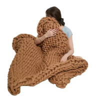 King Size Cable Throw 100% Cotton Tube Arm Knitted Weighted Blanket Knit Organic Cotton Weighted Blanket India