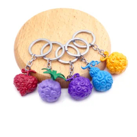 Anime One Piece Keychain Devil Fruit Key Ring Luffy Hat Rubber Fruit Pendant Figure Model Kids Toys Gift