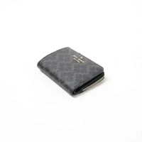Dompet KATE SPADE JACQUARD MONOGRAM GREY BLACK NEW L-ZIP BIFOLD WALLET 100% ORIGINAL 11X9CM