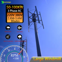 High Quality Wind Turbine Generator 80000W 80KW Vertical Axis Windmill With MPPT Hybrid Controller Inverter For Home Use
