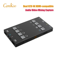 CAMKOO H2U Dual 4K HDMI-compatible Audio Mixing Capture Video Capture Card for Video Recorder For Live Streaming Console Game