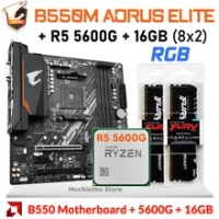 Gigabyte B550M AORUS ELITE AM4 Motherboard + AMD RYZEN 5 5600G + 16GB DDR4 3200MHz Ram AMD B550 Mainboard Combo AM4 Ryzen Kit