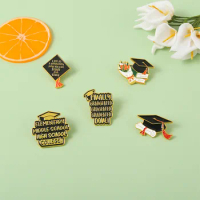 Graduation Series Enamel Pin Trencher Cap Books Flowers Badges Metal Brooches For Graduate Jewelry Accessories Gifts Wholesale