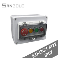 4 Holes Push Button Switch With Protective Box Outdoor Waterproof Control Distribution Box Manual Operation 10A Installation