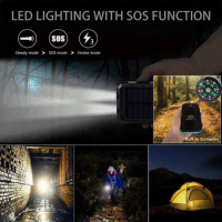 Outdoor Survival 80000mAh Solar Power Bank Camping Equipment Tool Portable Solar LED Flashlights for Adventure Survival Tool