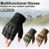 1Pair Tactical Fingerless Gloves for Men - Ideal for Outdoor Sports, Shooting, Hunting, Airsoft, and Cycling 3 Colors