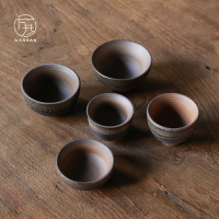 粗陶鎏金茶杯品茗杯茶盞茶碗陶瓷杯子單個柴燒小茶杯手工復古單杯