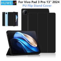HUWEI Case For Vivo Pad 3 Pro 13" 2024 Tablet PU Leather Flip Stand Cover for Vivo Pad 3 Pro 12.95" Funda Case with Auto Wake UP