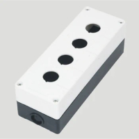 Push Button Protector Box 4 Switch White Black Plastic 22mm Diameter Hole 4-Buttons Switch Control Station Box