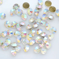 New SS2-SS47 Round Pointed AB Iridescent Crystal Clear Aurora Borealis Gold Foiled Rhinestones Gems For Jewelry Nail Making DIY
