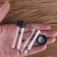10pcs 14ml 22*60mm Clear Glass Bottles with Black Plastic Lids Spice Jars Empty Glass Jars Glass Vials for Wedding favors