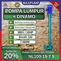 MAXPUMP Pompa Lumpur SET Dinamo 4inch 7.5kw Sedot Lumpur kotoran kental Pompa industri Celup Spitank