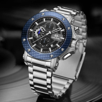 Evans Jayden Jam Tangan Pria EJ 9842 Rantai Stainless Steel Chronograph Kaca Sapphire Water Resistan