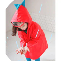 【Baby童衣】任選 兒童立體小恐龍造型防風防潑水雨衣 88001(紅色恐龍)