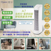 【Opure 臻淨】A7 免耗材靜電集塵電漿殺菌DC直流節能空氣清淨機(一級能效)