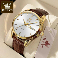 OLEVS นาฬิกา ผู้ชาย แฟชั่น watch 100% แท้ นาฬิกาข้อมือกันน้ำได้ ควอตซ์ หนัง แนวโน้ม