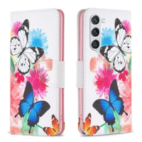 30pcs/lot For Samsung Galaxy S24 Ultra Book Style Stand Plants Tree Flower Leather Case For Samsung Galaxy S24 Plus