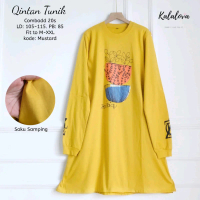 Tunik Kekinian Kaos Combad Motif Sablon Printing.Tunik Cantik Anggun Dan Elegan Best Seller