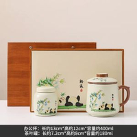 全城熱賣 - 女士茶杯過濾陶瓷馬克杯帶蓋個人專用辦公杯水杯茶水分離泡茶杯子汝窯辦公杯-熊貓+茶葉罐+禮盒400ml