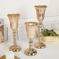 European Style Gold Iron Vase FIower Art Wedding Photo Props Candle Holder Arrangement Wedding Flower Centerpiece Vase