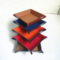 New Foldable PU Leather Felt Square Storage Tray Dice Table Games Phone Key Wallet Coin Desktop Storage Sundries Box Tray Decor