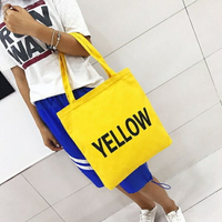 PS Mall【J572】韓版顏色字母帆布袋 手提袋 單肩包 帆布包 購物袋