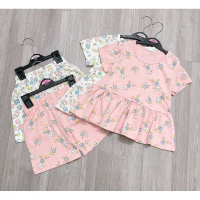 Bộ quần áo bé gái. Bộ mặc nhà bé gái. Bộ đồ bé gái mặc hè. Set 2 bộ HM hoa nhí BBD bé gái 18/24M đến