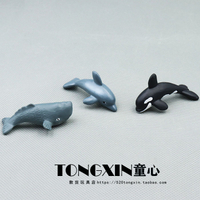 可愛小海豚小鯨魚迷你公仔擺件盆景魚缸微景觀滴膠模型樹脂小動物