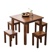Bamboo dining table &amp; stool set antique square dining table +4 stool set tea table Furniture Chinese dining table cafe table