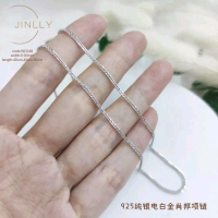 925 Silver +White Gold Necklace /Kalung Rantai Leher Perak 925