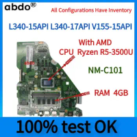 NM-C101.For Lenovo L340-15API L340-17API V155-15API Laptop Motherboard.With AMD CPU Ryzen R5-3500u.4GB RAM.tested 100% work