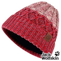【Jack wolfskin飛狼】漸層立體針織紋內刷毛保暖帽 毛帽『紅粉』