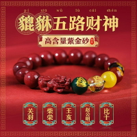新款朱砂貔貅手串 開光手鏈 朱砂手鏈 貔貅手鏈 紫金砂圓珠手鍊 本命年五路財神轉運珠手鏈 紫金砂男女款 禮物