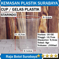 gelas plastik bening 18 oz cup 530 ml starindo 18oz 530ml tebal murah