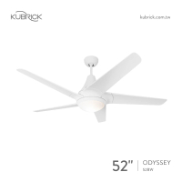 【酷必客 KUBRICK】奧德賽 吊扇 ODYSSEY 52BW 有燈款 52吋 DC馬達 附遙控(白色 110V)