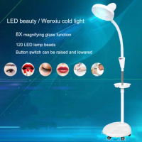 8X LED Cold Light Beauty Lamp Tattoo Work Lamp Magnifying Glass Lamp Beauty Salon Floor Lamp To Shine Face