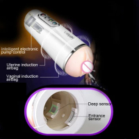18Leten Electric Sucking Voice Interaction Male Masturbator Vibrator Silicone Realistic Vagina Sex Toys For Man Masturbation Cup