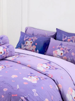 ชุดผ้าปูที่นอน 6 ฟุต 6 ชิ้น (คิงไซซ์) รุ่น Micro Digital Print ลาย Kuromi ลิขสิทธิ์ Sanrio แท้ JP019