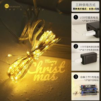 全城熱賣 - 綠昔草條耶誕節裝飾聖誕樹毛條彩條拉條新年彩帶藤條耶誕假草藤蔓【燈帶】銅絲燈串10米電池+usb介面
