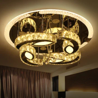 IWHD K9 Crystal Ceiling Lights Tricolor dimmable Lamparas Para Teto Mdern Led Ceiling Lamps Light Fixtures Bedroom Luminaire