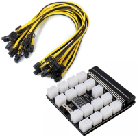 Power Module Breakout Board for HP 1200W 750W PSU GPU + 17pcs 12pcs 6Pin to 8Pin Power Cable Kit Connector for Video Card