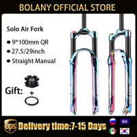 BOLANY MTB Rainbow Fork Solo Air Bicycle Front Suspension 27.5/29inch Straight Tube Manual Lockout Alloy QuickRelease laser Bike