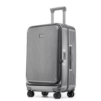 新款前開蓋行李箱20寸登機箱24寸抗摔拉桿箱旅行箱密碼箱皮箱