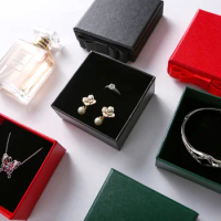 12 Pcs/Lot Wholesale Black/Red Box Ribbon Bow Kraft Paper Favour Gift High Quality Jewelry Box Vintage Design Rings/Earrings Box