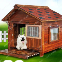 Solid Wood Dog House Outdoor Rainproof Pet Kennel Outdoor Winter Warm Dog House Large Dog Waterproof Four Seasons Universal