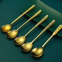 黃銅勺子家用湯匙加厚實心純手工長柄飯勺純銅調羹補銅餐具吃飯勺