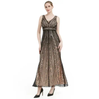 New Women 1920s Dress Long Vintage Maxi Party Dress Beaded Flapper Great Gatsby Wedding Prom Long Evening Party Formal Dress