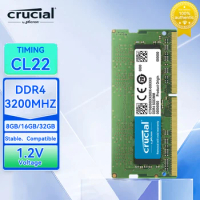 Crucial DDR4 16GB 32GB 8GB 3200MHz Laptop Memory SODIMM RAM for Laptop Computer Dell Lenovo Asus HP Computer Memory Stick PC