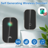 Outdoor Wireless Doorbell No Battery Required Self-Powered Smart Home Welcome Door Bell Garden Kinetic Ring Chime Kit EU US Plug