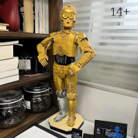 MOC 75398 สงครามอวกาศ C-3PO Droid รูป, 1140pcs, บล็อกตัวต่อโมเดลแอคชั่น, ของตกแต่งบ้าน, ของเล่นประกอ